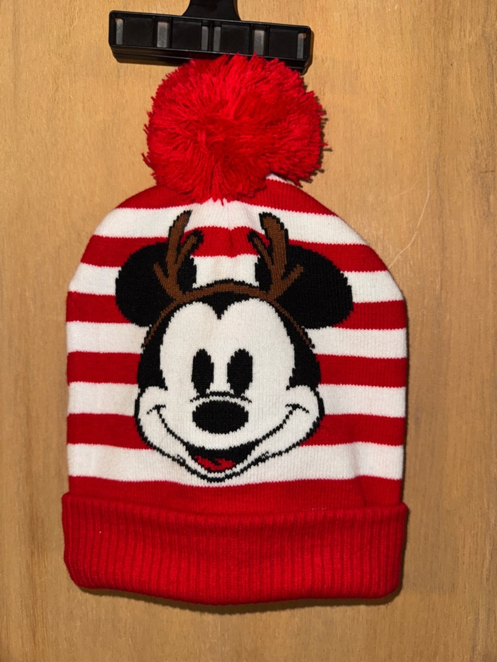 Disney Mickey Mouse Antler Pom  Beanie Hat Reindeer Christmas